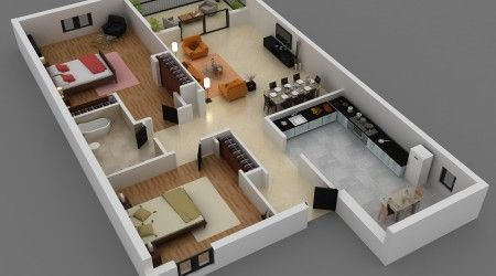 2bhk House Plan in 80 sqft