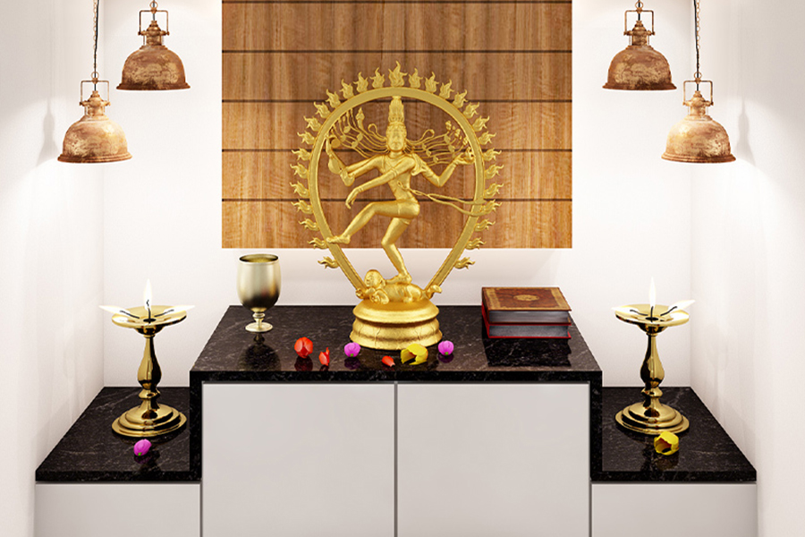 Minimalist Corner Pooja Room